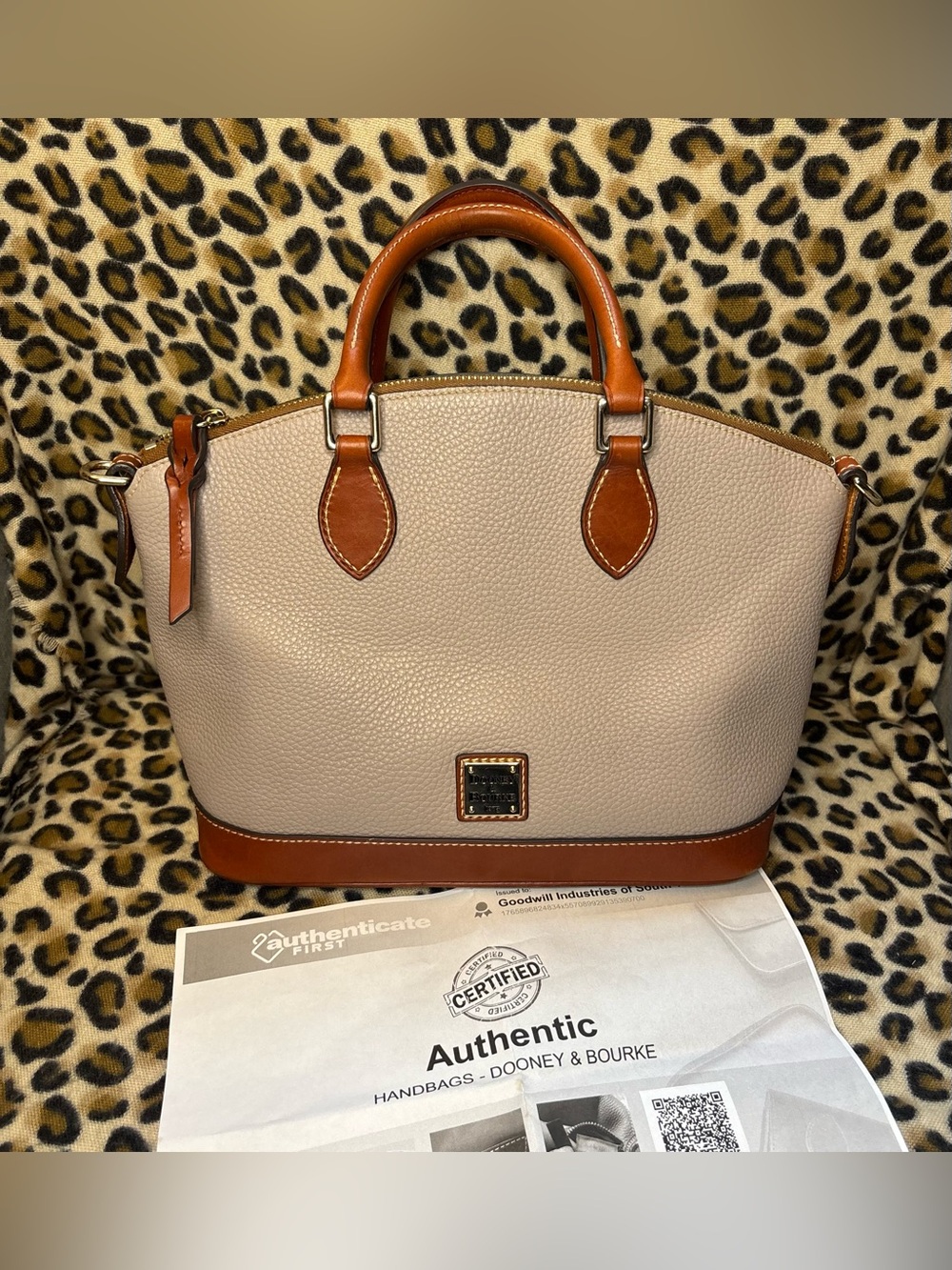 Dooney & Bourke Pebble Grain Leather Geena Satchel- Bone/Off White- comes w/COA